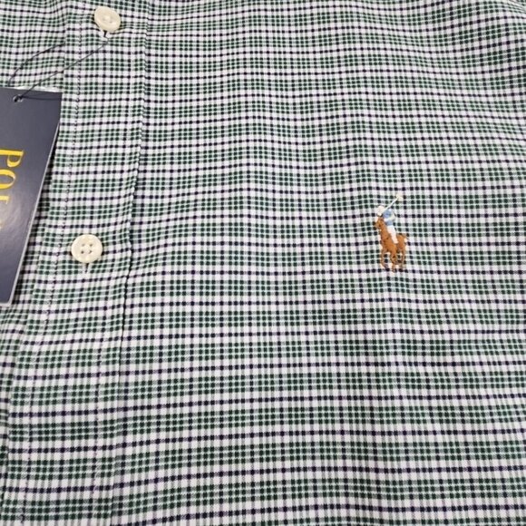 NEW Polo Ralph Lauren Classic Twill Shirt 17 1/2 36/37 Green Plaid Flesh Pony - Picture 7 of 16